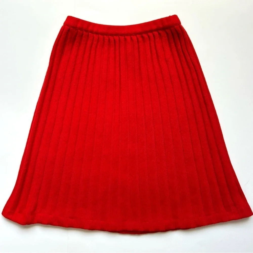 Vintage 1970s Ballantyne Berk of Burlington Arcade Scotland Red Cashmere Skirt S